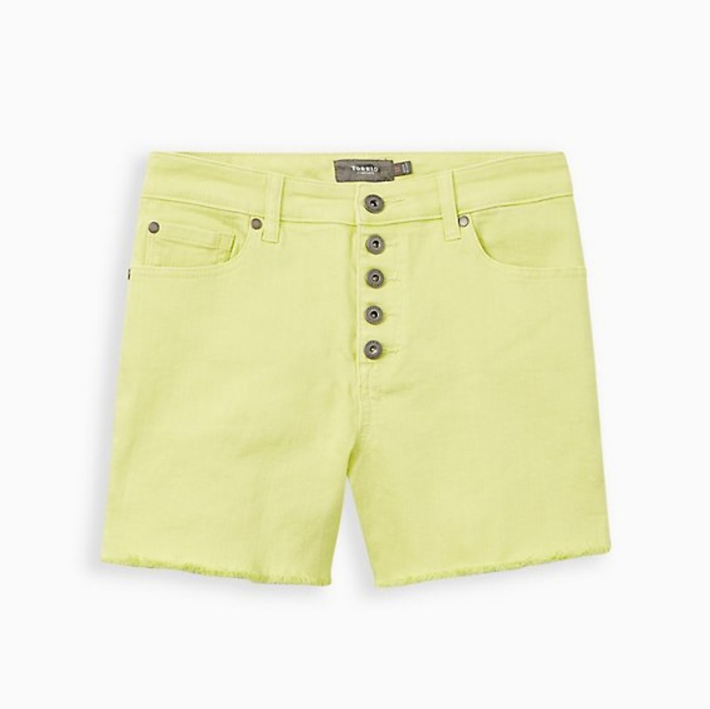 Torrid plus high rise vintage stretch denim shorts, 26/ 50", Yellow